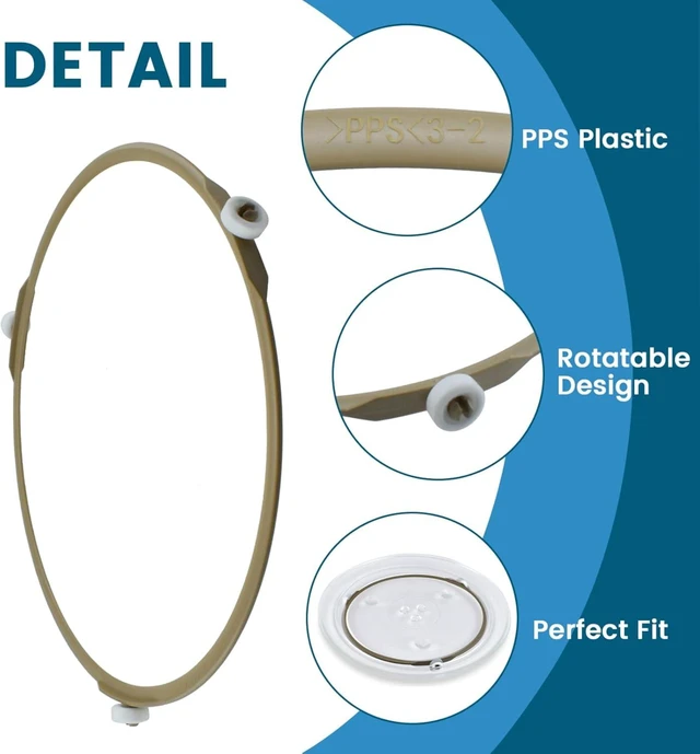 Alt view image 4 of 7 - 2Pcs 7.5" Microwave Turntable Ring for Oven Glass Plate Tray Support