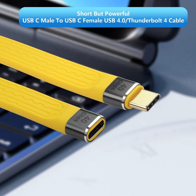 Alt view image 6 of 7 - SinLoon 40Gbps USB4 Type C Extension Cable 100W PD Fast Charging 8K USB C to USB C Flat Slim FPC Data Cable for Laptop & Phone (Male to Female)