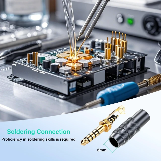 Alt view image 2 of 7 - SinLoon 2 Pack 4.4mm Balanced Repair Plug 5 Pole 4.4mm Stereo Audio Jack Soldering Metal Earphone Connector for Headphones Amplifiers Audio Equipment