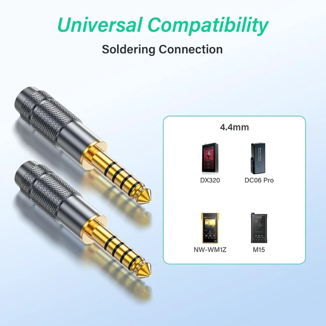 Alt view image 6 of 7 - SinLoon 2 Pack 4.4mm Balanced Repair Plug 5 Pole 4.4mm Stereo Audio Jack Soldering Metal Earphone Connector for Headphones Amplifiers Audio Equipment