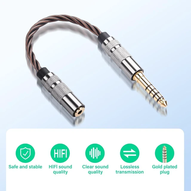 Alt view image 5 of 7 - SinLoon 4.4mm to 2.5mm Balanced Audio Adapter Cable, Gold Plated OFC Braided Cable, Balanced Male to Balanced Female Converter for HiFi DAP Headphone Amplifier (Bronze)
