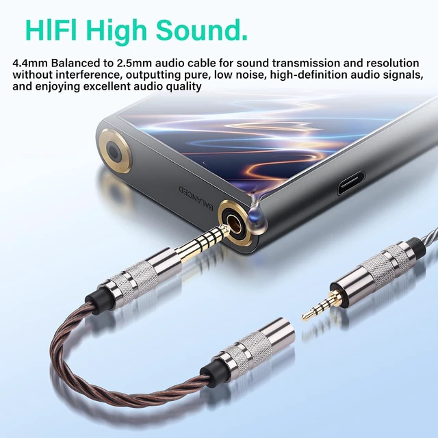 Alt view image 2 of 7 - SinLoon 4.4mm to 2.5mm Balanced Audio Adapter Cable, Gold Plated OFC Braided Cable, Balanced Male to Balanced Female Converter for HiFi DAP Headphone Amplifier (Bronze)