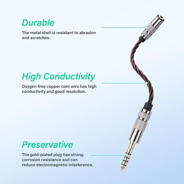 Alt view image 7 of 7 - SinLoon 4.4mm to 2.5mm Balanced Audio Adapter Cable, Gold Plated OFC Braided Cable, Balanced Male to Balanced Female Converter for HiFi DAP Headphone Amplifier (Bronze)