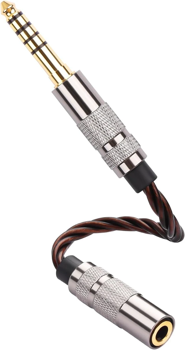 Main image of SinLoon 4.4mm to 3.5mm Audio Adapter Cable, Balanced Male to Stereo Female, HiFi Gold Plated OFC Braided Cord, 15cm Short Converter for Walkman DAP Headphone Amp (Bronze)