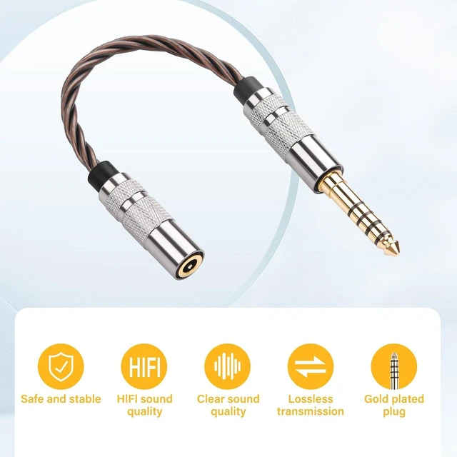 Alt view image 3 of 7 - SinLoon 4.4mm to 3.5mm Audio Adapter Cable, Balanced Male to Stereo Female, HiFi Gold Plated OFC Braided Cord, 15cm Short Converter for Walkman DAP Headphone Amp (Bronze)