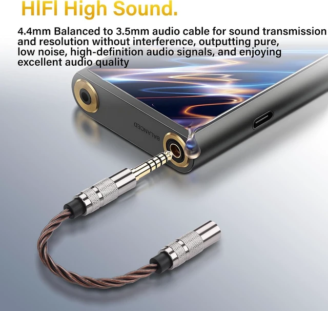 Alt view image 4 of 7 - SinLoon 4.4mm to 3.5mm Audio Adapter Cable, Balanced Male to Stereo Female, HiFi Gold Plated OFC Braided Cord, 15cm Short Converter for Walkman DAP Headphone Amp (Bronze)