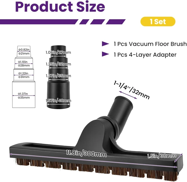 Alt view image 2 of 7 - 1Pcs Vacuum Floor Brush, 1-1/4" Brush Attachment for Hardwood Floor