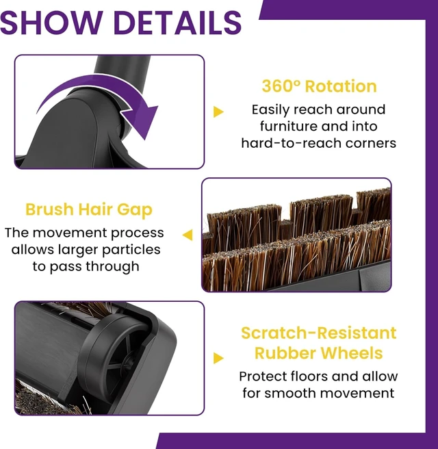 Alt view image 4 of 7 - 1Pcs Vacuum Floor Brush, 1-1/4" Brush Attachment for Hardwood Floor