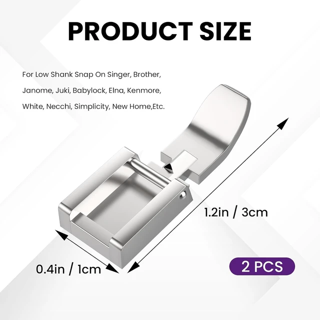 Alt view image 2 of 7 - 2Pcs Zipper Presser Foot for Low Shank Snap on Sewing Machines