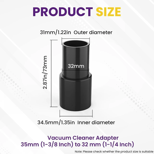 Alt view image 2 of 7 - 2 Pcs Vacuum Hose Adapter, 1-1/4" ID to 1-3/8" OD Vacuum Attachments