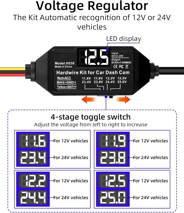 Alt view image 4 of 7 - GELRHONR Dash Cam Hardwire Kit USB C, Type C 12V-24V to 5V Acc Hard Wire Kit for Dash Camera 11.4FT, 24H Parking Mode with Low Voltage Protection for Dashcam and More(Kit with Fuse tap)