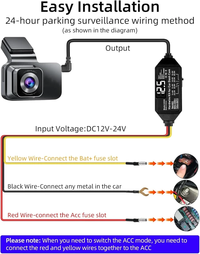 Alt view image 5 of 7 - GELRHONR Dash Cam Hardwire Kit USB C, Type C 12V-24V to 5V Acc Hard Wire Kit for Dash Camera 11.4FT, 24H Parking Mode with Low Voltage Protection for Dashcam and More(Kit with Fuse tap)
