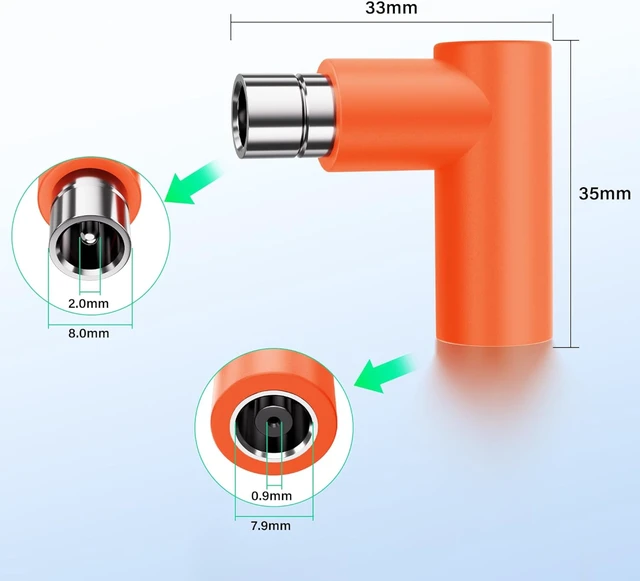 Alt view image 2 of 7 - SinLoon 2 Pcs DC7909 to DC8020 Adapter, 90 Degree DC7909 Female to DC8020 Male Connector Adapter,for 100W 150W 180W 200W Solar Panel, Compatible with Solar Power Station(Orange)