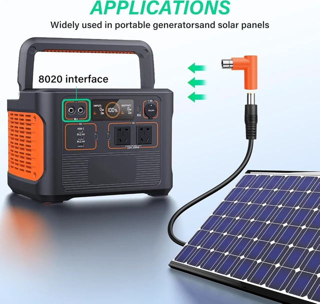Alt view image 3 of 7 - SinLoon 2 Pcs DC7909 to DC8020 Adapter, 90 Degree DC7909 Female to DC8020 Male Connector Adapter,for 100W 150W 180W 200W Solar Panel, Compatible with Solar Power Station(Orange)