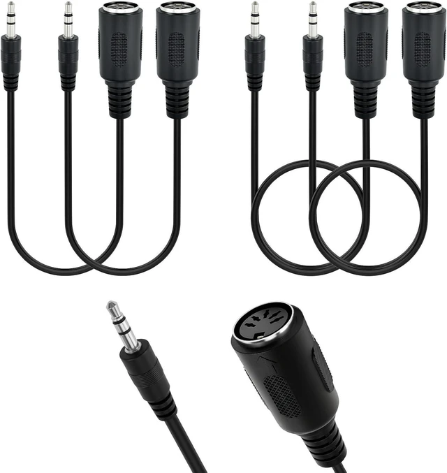 Main image of 4Pcs Type-A MIDI to 3.5mm Adapter, 9" & 18" 5-Pin DIN MIDI Cables