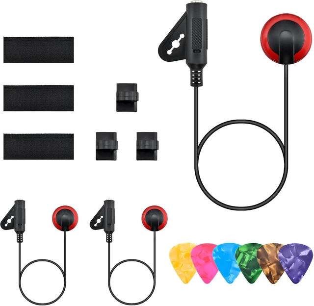 Main image of 3 Pack Contact Microphone Piezo Pickup with 6Pcs Guitar Picks