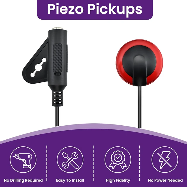 Alt view image 3 of 7 - 3 Pack Contact Microphone Piezo Pickup with 6Pcs Guitar Picks