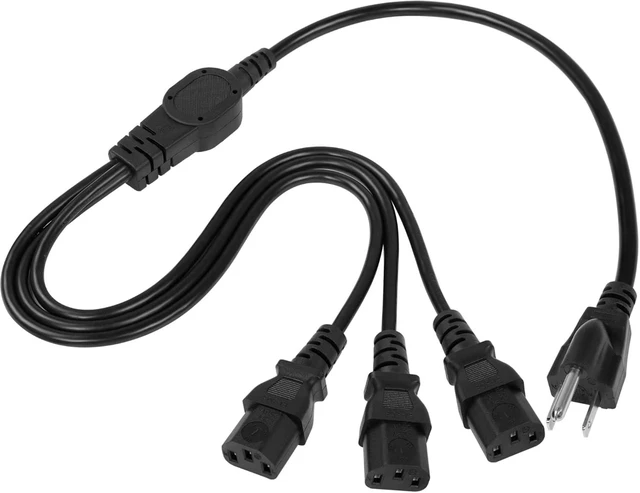 Main image of GELRHONR Computer Power Splitter Cord,18AWG 10A 125V NEMA 5-15P to 3 x IEC320 C13 Power Cable Supply for 3 Devices at a Time