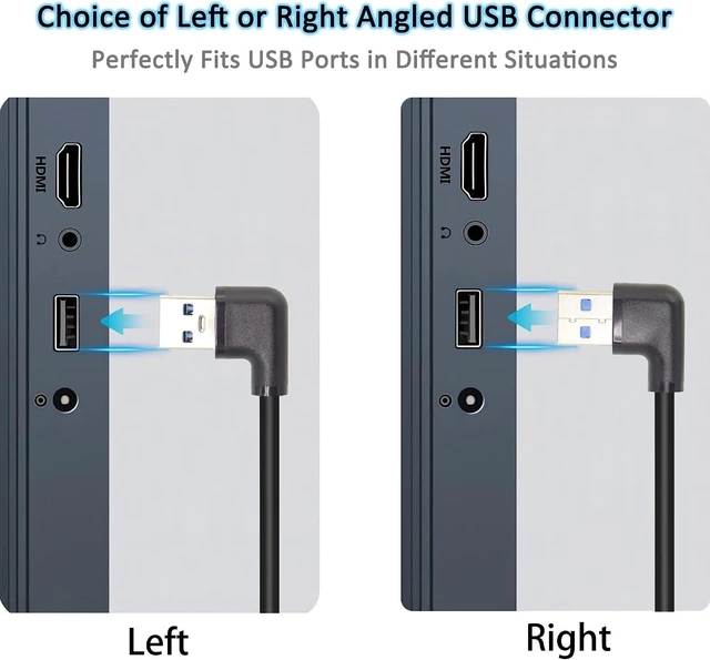 Alt view image 3 of 7 - GELRHONR USB 3.0 Extension Cable 3.3Ft Type A Male to A Female Extension Cord Data Transfer Extender Cable for USB Flash Drive/Hard Drive (Black-Right Angle)
