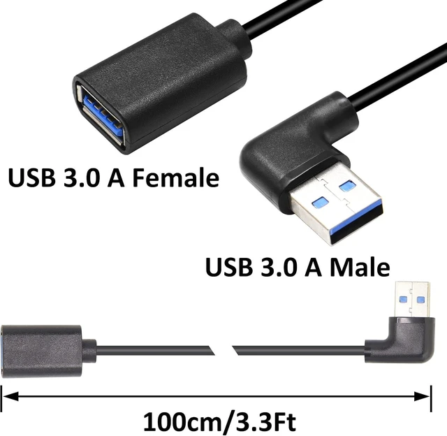 Alt view image 6 of 7 - GELRHONR USB 3.0 Extension Cable 3.3Ft Type A Male to A Female Extension Cord Data Transfer Extender Cable for USB Flash Drive/Hard Drive (Black-Right Angle)