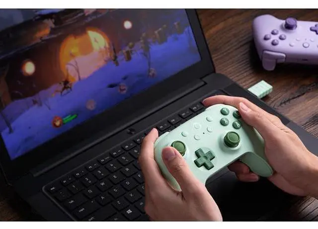 Alt view image 2 of 7 - Ultimate 2C Wireless Controller for Windows PC and Android, with 1000 Hz Polling Rate, Hall Effect Joysticks and Triggers, and Remappable L4/R4 Bumpers (Green)