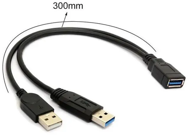 Main image of Data Y Extension Splitter Cable USB 3.0 to Dual USB Extra Power Data Extension Cable for 2.5 inch External HDD