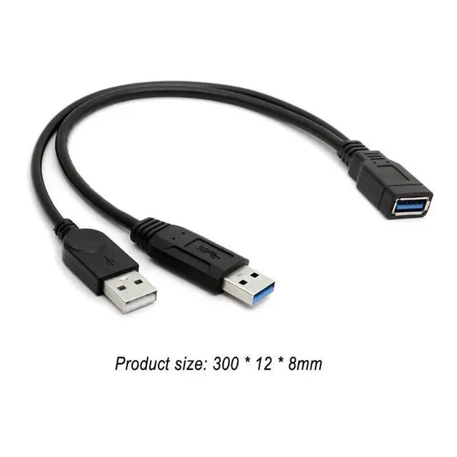 Alt view image 4 of 4 - Data Y Extension Splitter Cable USB 3.0 to Dual USB Extra Power Data Extension Cable for 2.5 inch External HDD
