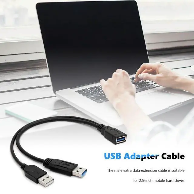 Alt view image 3 of 4 - Data Y Extension Splitter Cable USB 3.0 to Dual USB Extra Power Data Extension Cable for 2.5 inch External HDD