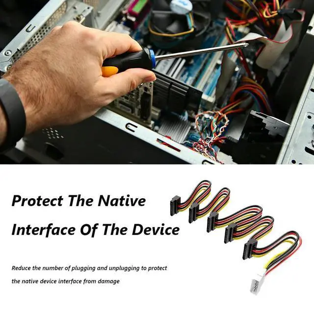 Alt view image 2 of 3 - SATA 3.5/2.5 inch 1 to 5 SATA Hard Drive Power Supply Splitter Cable Cord 18AWG
