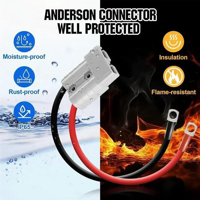 Alt view image 3 of 4 - Anderson Connector 50A Kit Anderson Plug 8 Guage 30cm Cables Waterproof Quick Connectors for Lifepo4