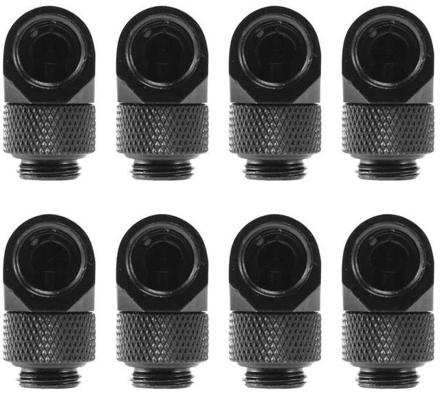 Alt view image 3 of 4 - 8Pcs 12.9Mm G1/4 Thread 90 Degree Rotary Tube Connector Fitting For Pc Water Cooling Black