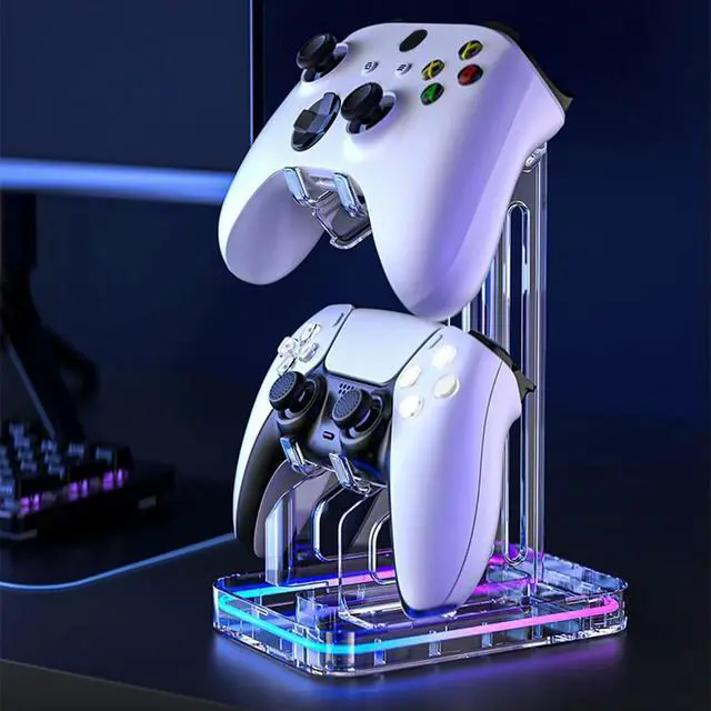Alt view image 2 of 3 - Dual Game Controller Holder Space Saving Desk Mount Controller Display Stand Removable Anti-Scratch for PS5 PS4 Switch Xbox
