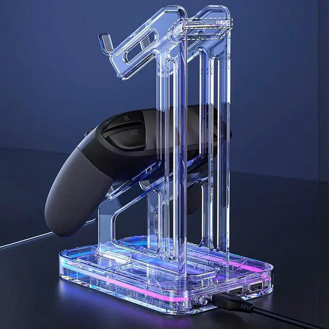 Alt view image 3 of 3 - Dual Game Controller Holder Space Saving Desk Mount Controller Display Stand Removable Anti-Scratch for PS5 PS4 Switch Xbox