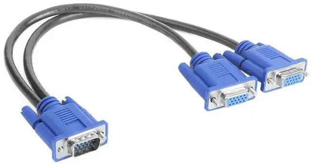 Main image of VGA Splitter Cable 1 Computer to Dual 2 Monitor Male to Female Adapter Wire