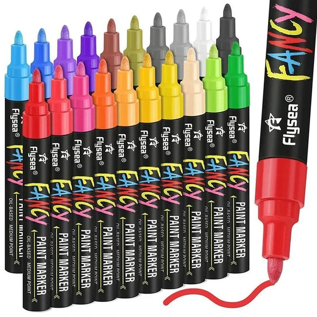 Main image of Paint Pens Paint Markers, 20 Colors Oil-Based Waterproof Paint Marker Pen Set, Never Fade Quick Dry And Permanent