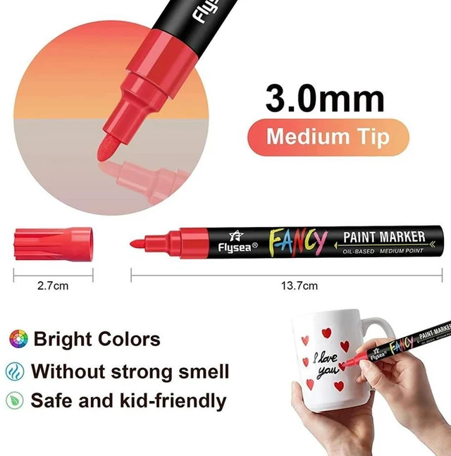Alt view image 2 of 4 - Paint Pens Paint Markers, 20 Colors Oil-Based Waterproof Paint Marker Pen Set, Never Fade Quick Dry And Permanent