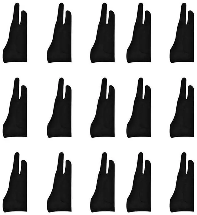 Alt view image 2 of 4 - 15 Pack Artist Gloves For Tablet Digital Drawing Glove Two Fingers Thicken Palm Rejection Glove For Graphics Pad (S)