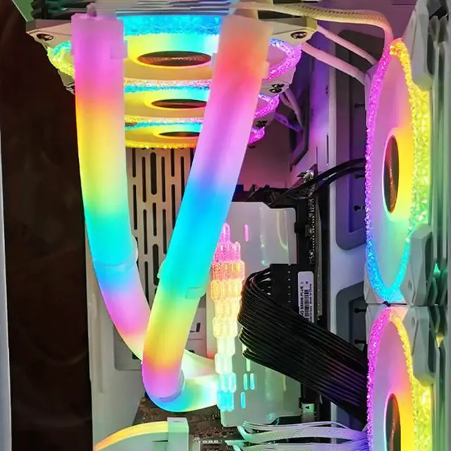Alt view image 2 of 4 - 2pcs ARGB LED AIO Tube Sleeve Silicone Luminous Sleeve Water Cooling Raditor Tube 5V 3PIN ARGB 4PIN for Computer Case