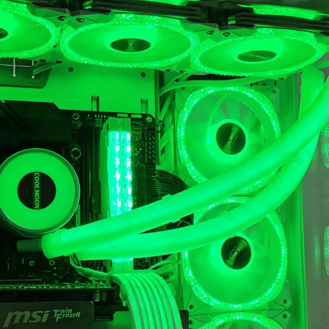 Alt view image 3 of 4 - 2pcs ARGB LED AIO Tube Sleeve Silicone Luminous Sleeve Water Cooling Raditor Tube 5V 3PIN ARGB 4PIN for Computer Case