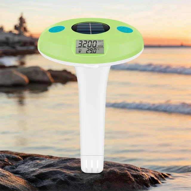 Alt view image 2 of 4 - Solar Charging Salinity Meter Waterproof Temp/Salt Tester Display Pool Salt Water Tester for Aquariums Swimming Pool