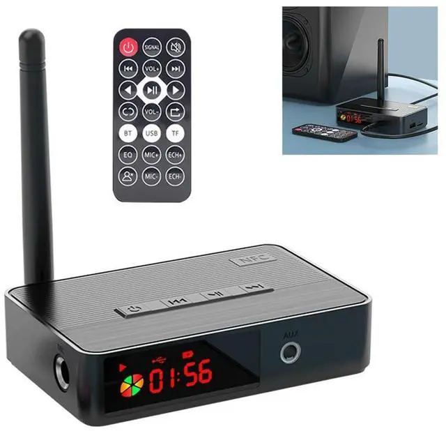 Alt view image 2 of 4 - NFC Bluetooth-Compatible 5.3 Audio Transmitter 3.5mm AUX Audio Receiver Optical Coaxial/Mic/U Disk/TF Card with Remote