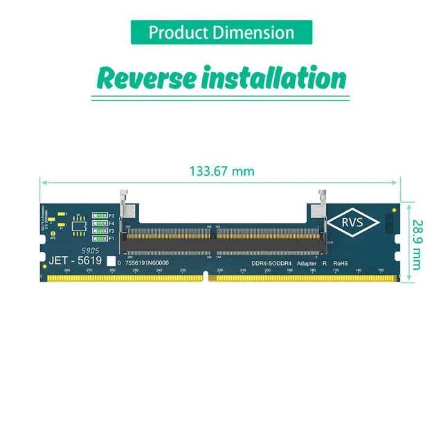 Alt view image 3 of 3 - Laptop SO DDR4 RAM to Desktop DDR4 Adapter Card Memory Tester SO DIMM 4 to DDR4 Converter Supports 5600 Mhz Frequency SO DDR4