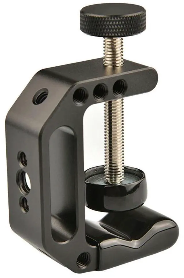 Alt view image 2 of 4 - 2 Pcs Support Small C Clamp with 1/4inch-20 & 3/8inch-16 Thread Hole Desk Clamps Aluminum Alloy for Desktop Mount Holder