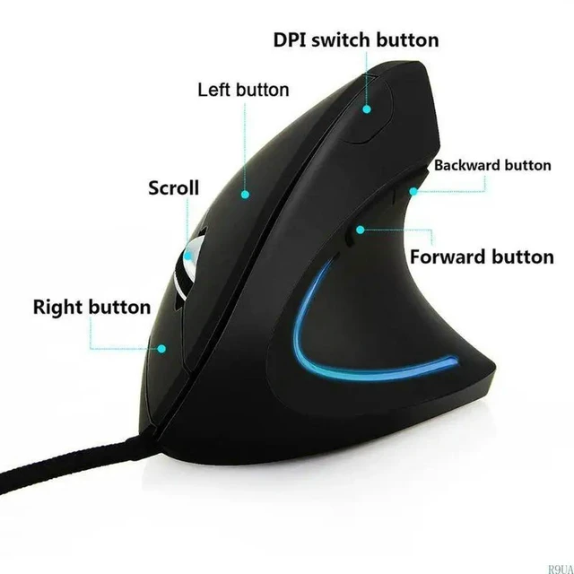 Alt view image 4 of 4 - Vertical Mouse Optical Ergonomic RIGHT HAND 1600DPI USB Mice For PC Laptop