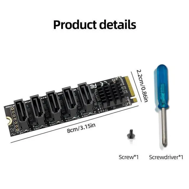 Alt view image 3 of 4 - M.2 M-Key PCI Express To SATA 3.0 SSD Adapter Card JMB585 Chipset Expansion Card Support for OS//Linux 6Gbps 5 Ports