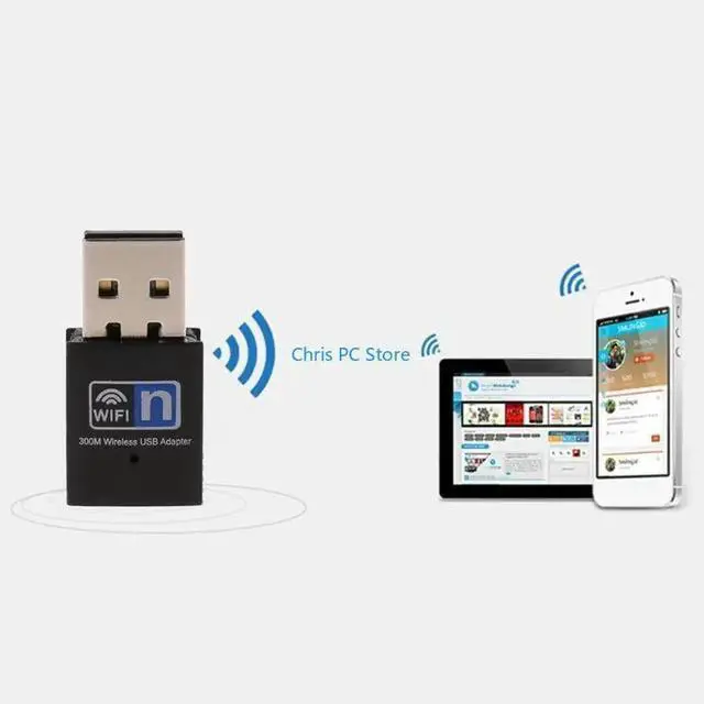 Alt view image 6 of 7 - Mini 300Mbps USB RTL8192 Dongle Adapter Wireless Receiver Card Antenna 802.11 n/g/b wi-fi LAN Adapter