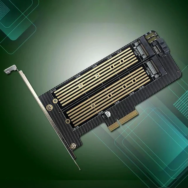 Main image of M.2 NVMe NGFF Hard Disk Adapter SATA Dual SSD Expansion Card Supports MKey BKey SSD To PCI-E Adapter Card NVME 32Gbps NGFF 6Gbps