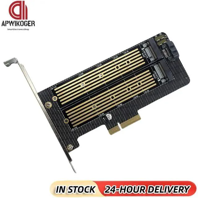 Alt view image 2 of 4 - M.2 NVMe NGFF Hard Disk Adapter SATA Dual SSD Expansion Card Supports MKey BKey SSD To PCI-E Adapter Card NVME 32Gbps NGFF 6Gbps