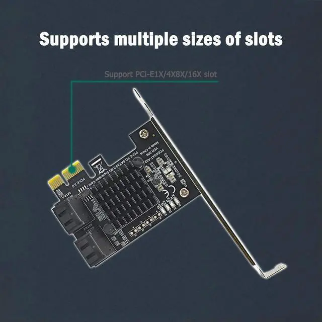 Alt view image 2 of 2 - Adapter Converter Card Module Board 4 Port SATA III PCIe Card 6Gbps SATA 3.0 to PCI Express 1X Adapter with Bracket