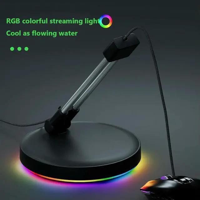 Alt view image 2 of 3 - RGB Mouse Bungee Cable Holder with Type-C Cable Gaming Mouse Cord Holder Anti-winding Gaming Mouse Bungee for Esports FPS Game